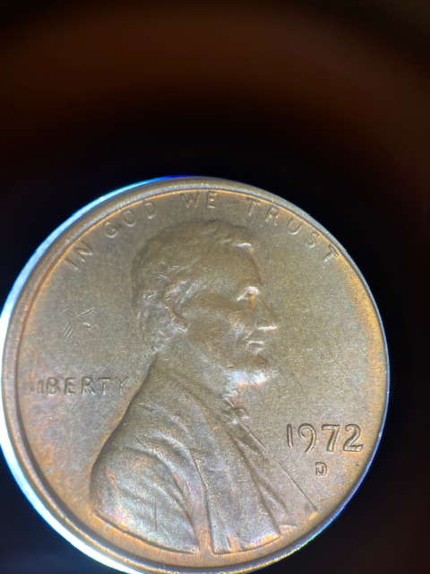 Lincoln-Cents-1972--D-With-L-Of-Liberty--Very-Lite-!